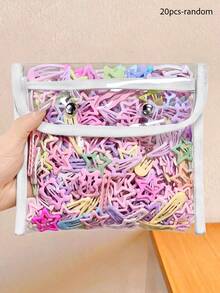 10/20/40/80pcs/Set Macaron Color Star Hollow Hair Clips Combo, Featuring Star, Hollow, Waterdrop And Other Shapes In Pink, Purple, Blue, Green, Yellow Macaron Colors, Cute And Versatile, Suitable For Daily, Vacation, School, Graduation, Date For Girls And Women, Random Color,Hair Claws - Multicolor - View 12