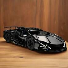 [1314pcs] Mobil Sport Super Edisi Terbatas Hitam Keren, Set Balok Bangunan Mobil Balap Rakitan Cepat, Hadiah Ulang Tahun Sempurna, Hadiah Paskah, Hadiah untuk Pacar dan Suami, Balok Bangunan Model Mobil Teknologi Tinggi - Hitam - View 1