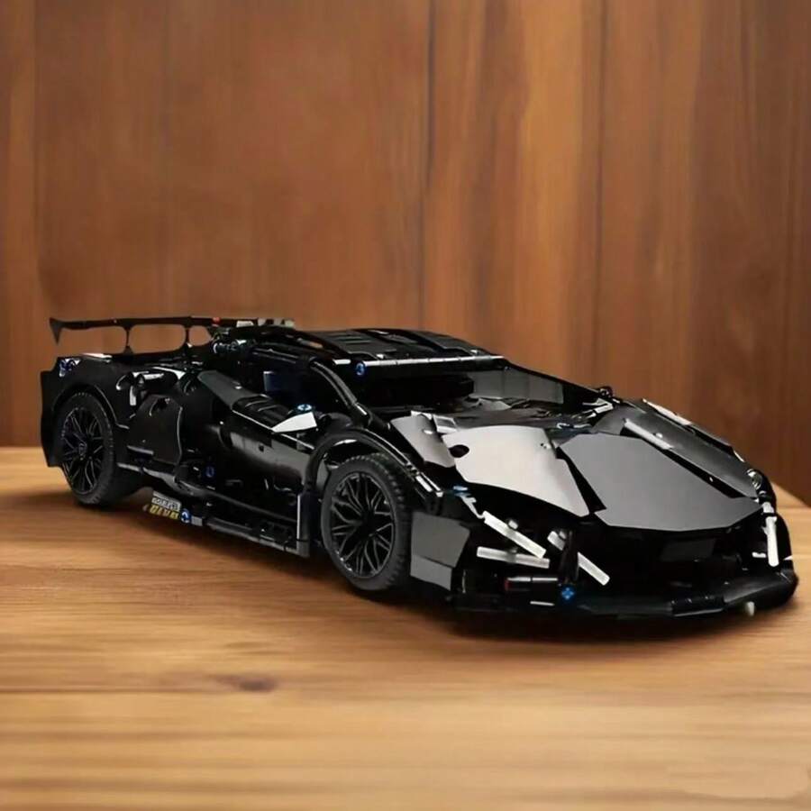 [1314pcs] Mobil Sport Super Edisi Terbatas Hitam Keren, Set Balok Bangunan Mobil Balap Rakitan Cepat, Hadiah Ulang Tahun Sempurna, Hadiah Paskah, Hadiah untuk Pacar dan Suami, Balok Bangunan Model Mobil Teknologi Tinggi - Hitam - View 1