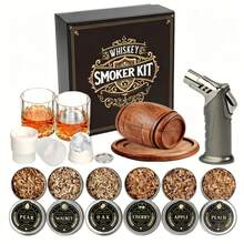 Whiskey Smoker Kit With Torch - 6 Flavors Wood Chips, 2 Glasses, 2 Ice Ball Molds - Cocktail Smoker Infuser Kit, Old Fashioned Drink Smoker Kit, Birthday Bourbon Whiskey Gifts For Men,Dad(NO Butane),Whiskey Cups Whiskey Tumbler Whiskey Decanter - 查看 5