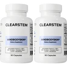 CLEARSTEM - MINDBODYSKIN Hormonal Acne Supplement (5-HTP) - Natural DIM Supplement - Skin Care Vitamins - Hormone Balance, Antioxidants - Gluten Free, Cruelty Free - 30 Servings, 90 Capsules - 180 Count (Pack of 1) - 查看 1