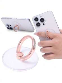 3pcs/Set Crystal Rhinestone Finger Ring Phone Holder, 360 Degree Rotation Stainless Steel Finger Ring Stand Grip, Compatible With Various Phones & Phone Cases Compatible With IPhone, Android Phone, Gift For Birthday, Family, Friends Finger Ring Holder, Phone Grip, Phone Accessories - Multicolor - View 4