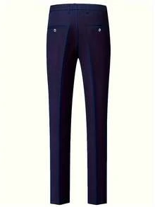Men's Elegant Suit - Slim-Fit Suit, Suitable For Weddings And Formal Occasions, Perfect For Office Meetings And Elegant Events. Formal Attire | Slim-Fit Suit | Durable Wedding Suit - 藏蓝色 - 查看 6