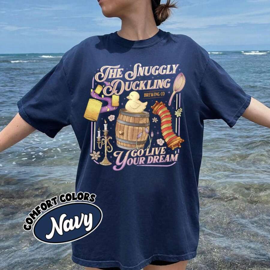Go Live Your Dream T-Shirt, Snuggly Duckling T-Shirt, WDW T-Shirt, Family Vacation T-Shirt - 藏蓝色 - 查看 1