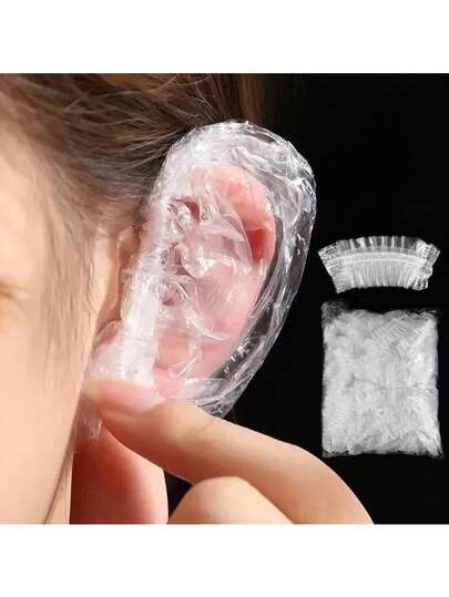 Protector de orejas desechable para teñir el cabello, herramienta transparente y elástica a prueba de agua para proteger el cabello durante el teñido