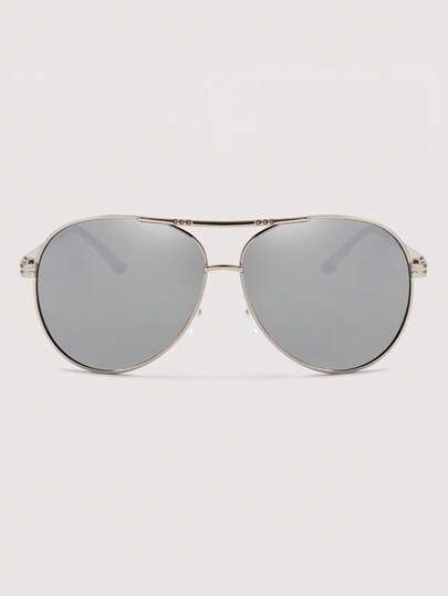 Visivana 1 Pair Women's Metal Oval Frame Retro Double Bridge Fashion Aviator Glasses, Suitable For Beach Vacation, Women, Summer Beach Vacation, Outdoor, Travel