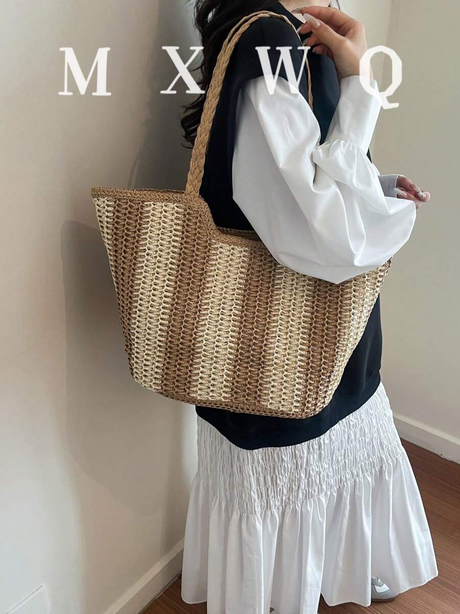 夏季草編海灘包 大容量手提包 度假風簡約百搭女包