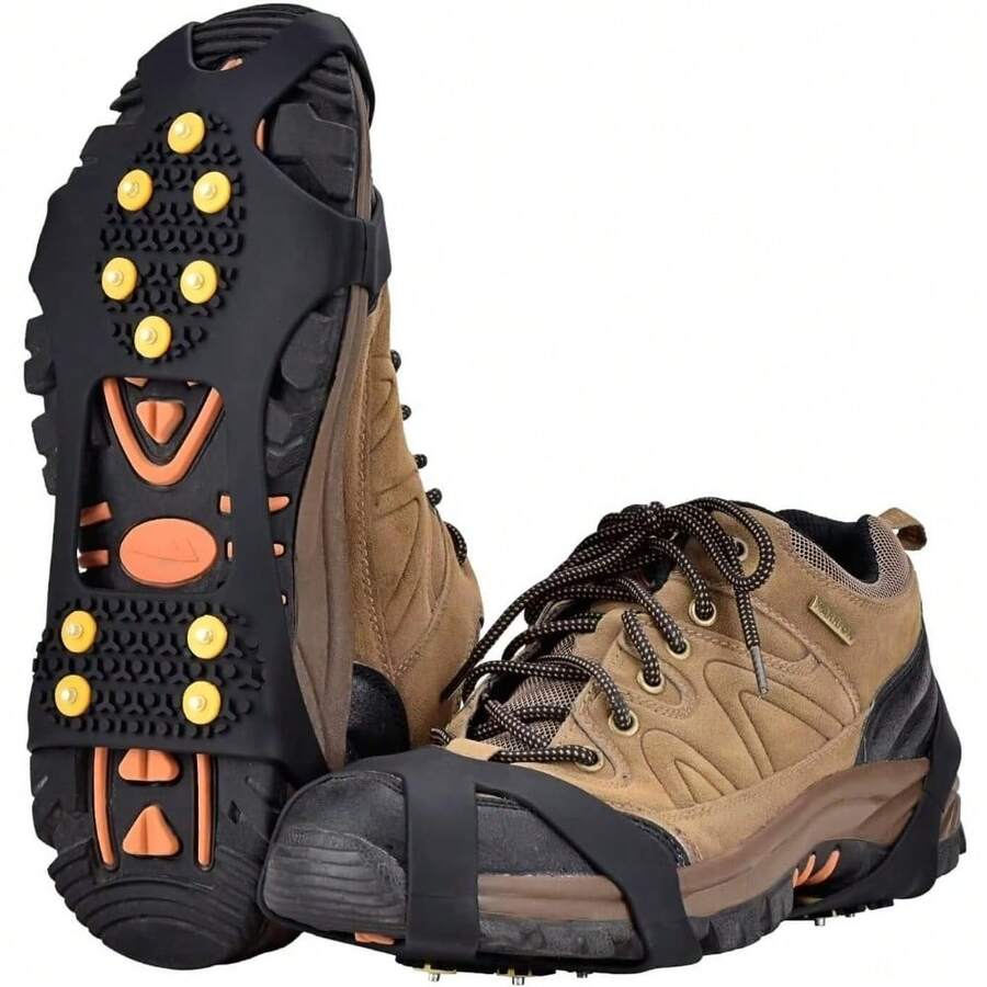 1 Pair Ice Snow Grips Over Shoe Traction Cleat Spikes Anti Slip For Boots Winter Outdoor Safety Gear - Large( 8-11 MEN /10-13 WOMEN) - View 1