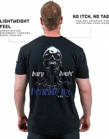 Camiseta Deportiva Gymreapers para Hombre con Diseño de Calavera - Absorbe la Humedad - Manga Corta - Camiseta Deportiva para Correr y Fitness - Corte Ajustado y Secado Rápido - Negro - Ver 5