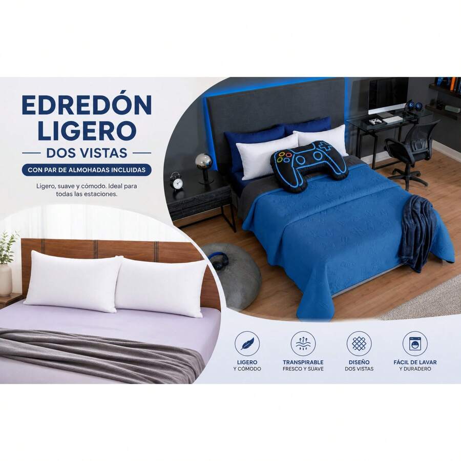 Novo Lightweight Reversible Comforter + 2 Free Pillows – Comfort And Style In One Combo BEAUTTY HOME - GAMER - View 1