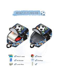 Football Pattern Hot Selling Lightweight Backpack For Elementary School Students, Boys And Girls, Suitable For Grade 3-6, Cross-Border Backpack - Black Football - View 4