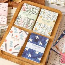 6 Stück/Set zufälliges 300 Stück Vintage Blumen, Karomuster, gestreiftes Muster Handgemachtes Papier Set - Geeignet für Scrapbooking, Tagebuch, Collage, Planung, Bürobedarf, Basteln - 6er-Packung, zufällige Farbe - Übersicht 9