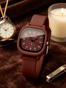 1 Set/1 Piece Women's Three-Color Square Dial Silicone Quartz Watch Set - Versatile Casual Accessory & Birthday Gift - Multicolor - View 6