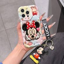 This Disney Mickey Mouse Lanyard Phone Case Is Fully Covered In TPU Material. It's Shockproof, Lightweight, And Compatible With IPhone17/16/11/13/15/15 Plus/15 Pro/15 Pro Max/12/14 Pro Max/11 Pro Max/12 Pro/12 Pro Max/13. This Phone Case Makes A Popular Birthday Gift Or Business Gift; It's Durable, Stain- And Fingerprint Resistant, And Suitable For Both Men And Women. The Set Also Includes A Mickey Mouse Phone Case And A Mickey Mouse Plush Bracelet. It's A Perfect Gift For Friends And Family. This Stylish Phone Case Is Fun, Lightweight, And Durable. IPhone17 Pro Max Phone Case, Minnie Mouse Phone Case. - trắng - Xem 6
