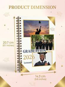 1PC Personalized Graduation Spiral Notebook With Custom Name - Perfect Memory Keepsake Journal For Class Of 2026, Ideal Student Back-To-School Gift, Premium School Supplies, 14.3x20.7cm Elegant Notebook Diary For Celebrating Academic Achievement - Multicolor - View 8
