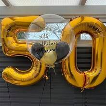2個 40英吋金色數字50鋁箔氣球，適合50歲生日派對、週年慶祝裝飾 - 亮面金屬質感、耐用，完美適用於里程碑慶祝、生日氣球 - 50 YEARS - 查看 5
