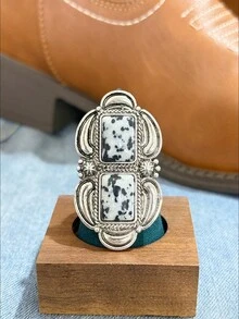 高品質女款歐美復古波希米亞風西式印花合金彈性戒指，適合日常穿戴、約會與主題派對，佩戴時會收到朋友許多讚美 - 彩色 - 查看 8