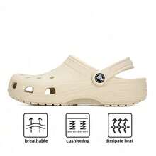 Crocs Dép bít mũi cổ điển dành cho nữ, kiểu dáng giản dị, nhẹ nhàng, thoải mái, dễ xỏ vào, thoáng khí, chống thấm nước, có khóa cài và logo, mềm mại, đa năng, thích hợp đi biển, hàng ngày, ở nhà, mùa hè, du lịch, nghỉ mát 10001-2Y2 - XƯƠNG - Xem 3