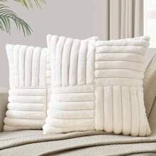 1pc Solid Color Throw Pillow Cover (Pillow Insert Not Included), Fabric Cushion Cover, Suitable For Living Room Sofa - Cross Milky White - View 15
