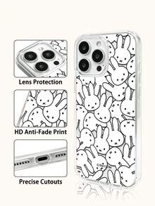 1 pièce Étui de téléphone transparent magnétique Miffy avec charge sans fil, cadeau de vacances, anti-dérapant, anti-chute, anti-empreintes digitales, compatible avec iPhone 17 17Air 17pro 17promax 11 12 13 14 15 16pro 16promax 14Plus 15Plus 16Plus 16pro 16promox XR - Transparent - Voir 3
