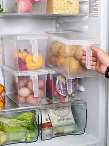 1 pieza Caja de almacenamiento para puerta lateral de refrigerador estilo cajón, organizador de congelador para huevos y alimentos de cocina - transparente - Ver 2