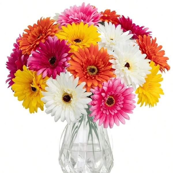 10pcs Artificial Silk African Daisy Flowers With Stems, Wholesale For DIY Crafts, Home, Wedding, Party Decoration, Vase Filler, Wreath, Bouquet, Corsage, Living Room, Dining Table, Bedroom