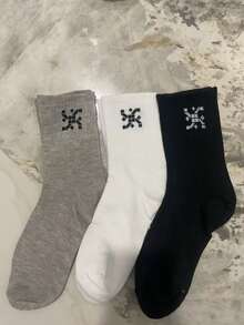 1/3/5/6/10/15/20/30双装男士加厚黑白袜子，时尚休闲舒适，防臭，适合户外运动、跑步、健身、压缩膝袜、商务休闲度假中筒袜，四季皆宜 - 彩色 - 查看 4