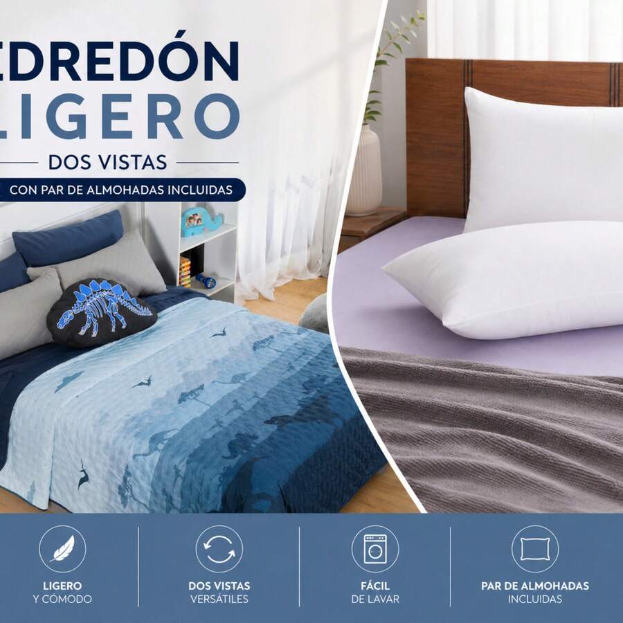 Novo Lightweight Reversible Comforter + 2 Free Pillows – Comfort And Style In One Combo BEAUTTY HOME - Jurassic - View 1