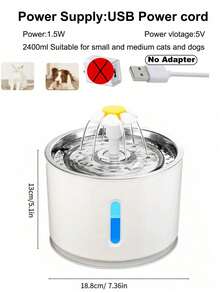 2.4LCat Water Fountain - Dispenser Minum Hewan Peliharaan Otomatis Stainless Steel dengan Tiga Sistem Filtrasi, Mode Aliran - Sangat Tenang untuk Kucing dan Anjing (Filter Pengganti Dapat Dibeli Secara Terpisah) - 2,4 liter - View 11