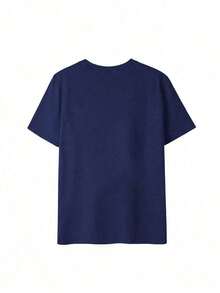 Set Of 3 Minimalist And Casual Summer Short-Sleeved Crew Neck T-Shirts, Versatile And Fashionable Tops For Women - Navy Blue, Pink and Apricot - View 5