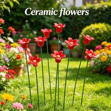 6pcs/10pcs Handmade Ceramic Artificial Flowers, Home Decor, Vase Arrangement, Suitable For Living Room, Garden Decoration, Ceramic Floral Decor, Ideal Gift And Wedding Decoration. Timeless Elegant Design, Easy To Clean And Reusable. - Multicolor - View 9