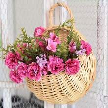 Vaso da fiore da parete in rattan intrecciato fatto a mano, cesto in rattan intrecciato, vaso per piante rampicanti da giardino, vaso da fiore da parete - Intreccio di bambù - Visualizzare 6