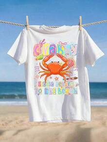1 Piece Women's Graphic T-Shirt With "If You're In A Bad Mood, Please Go Back To The Beach" Print, 100% Cotton, Double-Sided Print, Casual Summer Style, Plus Size. | Clothing - 黑與白 - 查看 2