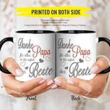 [24-Hour Shipping Within Mexico] Double-Sided Mug, 1 Unit, 11 Oz, Ceramic, Coffee Mug, Coffee Mug With The Words "Danke Papa Für Alles Du Bist Einfach Der Beste" In German, Dishwasher , Funny Coffee Mug, Ideal Gift For Family/Friends/Employees, Gifts For Holidays/Parties/Birthdays, Suitable For Father's Day. - 2 - 查看 3