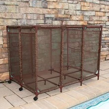Large Capacity Pool Toy Storage Organizer On Wheels Mesh Rolling Storage Bin For Swimming Pool Floats Noodles Balls Accessories Weather Resistant Poolside Equipment Rack Container Brown - Brown - View 5