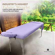 LONDON LINENS - Sábanas de microfibra suave de 3 piezas superligeras resistentes a las manchas y a las arrugas incluye funda de mesa sábana bajera ajustable y funda de reposacarros lila fresca - Morado - Ver 3