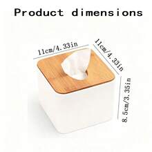 Caja de pañuelos rectangular de plástico moderno, disponible en varios tamaños, con tapa de tono madera natural, caja de almacenamiento creativa para el hogar y la oficina - Multicolor - Ver 16