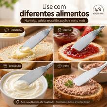 Jogo de 6 Espátulas De Inox Premium Para Manteiga e Geleia Facas Sem Serra Para Cozinha - Prata - Visão 3
