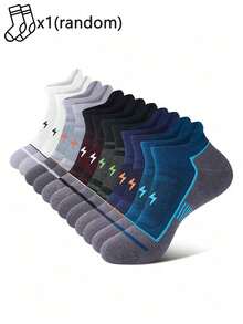 1/5/10 Pairs Men's Random Mesh Breathable Ankle Socks, Outdoor Sports Non-Slip Shock Absorbing Running Short Socks - Multicolor - View 10