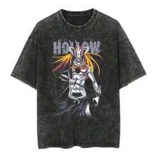 Camisetas de Anime Vintage Lavadas de Manga Corta para Mujer, Estilo Harajuku Hip Hop Streetwear, Ropa de Gimnasio, Tops, Camiseta - Regalo de Halloween y Navidad XL8O - Negro - Ver 6