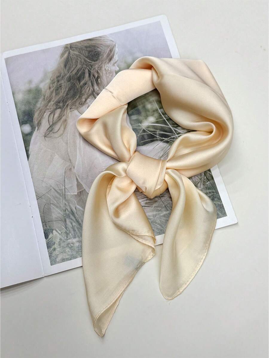 1 pieza Bufanda de unicolor, cómoda, elegante, clásica, nueva y versátil para primavera/otoño, estilo de mujer - amarillo claro - Ver 1