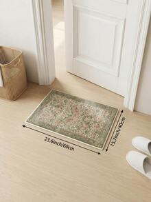 Green Vintage Floral & Bird Pattern Living Room Rug, Suitable For Kitchen, Dining Room, Faux Cashmere Bedroom Rug, Holiday Decor Living Room Rug, Indoor/Outdoor, Office, Lobby, Area Rug, Non-Slip Doormat, Bathroom Rug, Hallway, Study And Gaming Area Rug - Olive Green - View 15