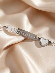 1 Pc Fashionable New Love Letter All-Match Bracelet Western Charms Vintage Stainlees Steel Jewelry Women Summer Accessories Beach Jewlerly - Silver - View 4
