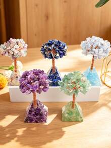 Natural Crystal Tree Resin Pyramid Base Decor, Lucky Tree Home Desktop Ornament, Spiritual Healing Gift - Resin Pyramid Tree - View 11