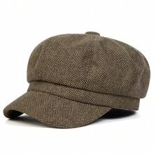 Boina Octogonal de Hilo en Vuelta de Carne para Mujer, Gorra Casual de Moda para Exteriores, Ideal para Viajes de Otoño e Invierno, Fiestas en la Playa - Gris - Ver 5