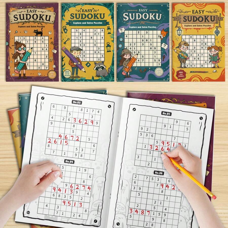 Easy Sudoku Puzzle Activity Book, Explore And Solve Number Logic Workbook, Brain Training Practice For Focus, Number Sense, Observation And Family Learning - 彩色 - 查看 1