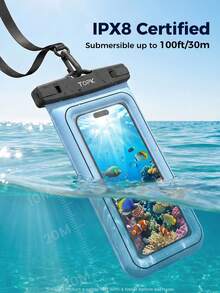 TOPK E09 Waterproof Phone Pouch, Universal Touchscreen Dry Bag With Adjustable Lanyard, Fits 4–7 Inch Smartphones For Swimming, Beach, Kayaking, Snorkeling And Outdoor Activities - Blue - View 4