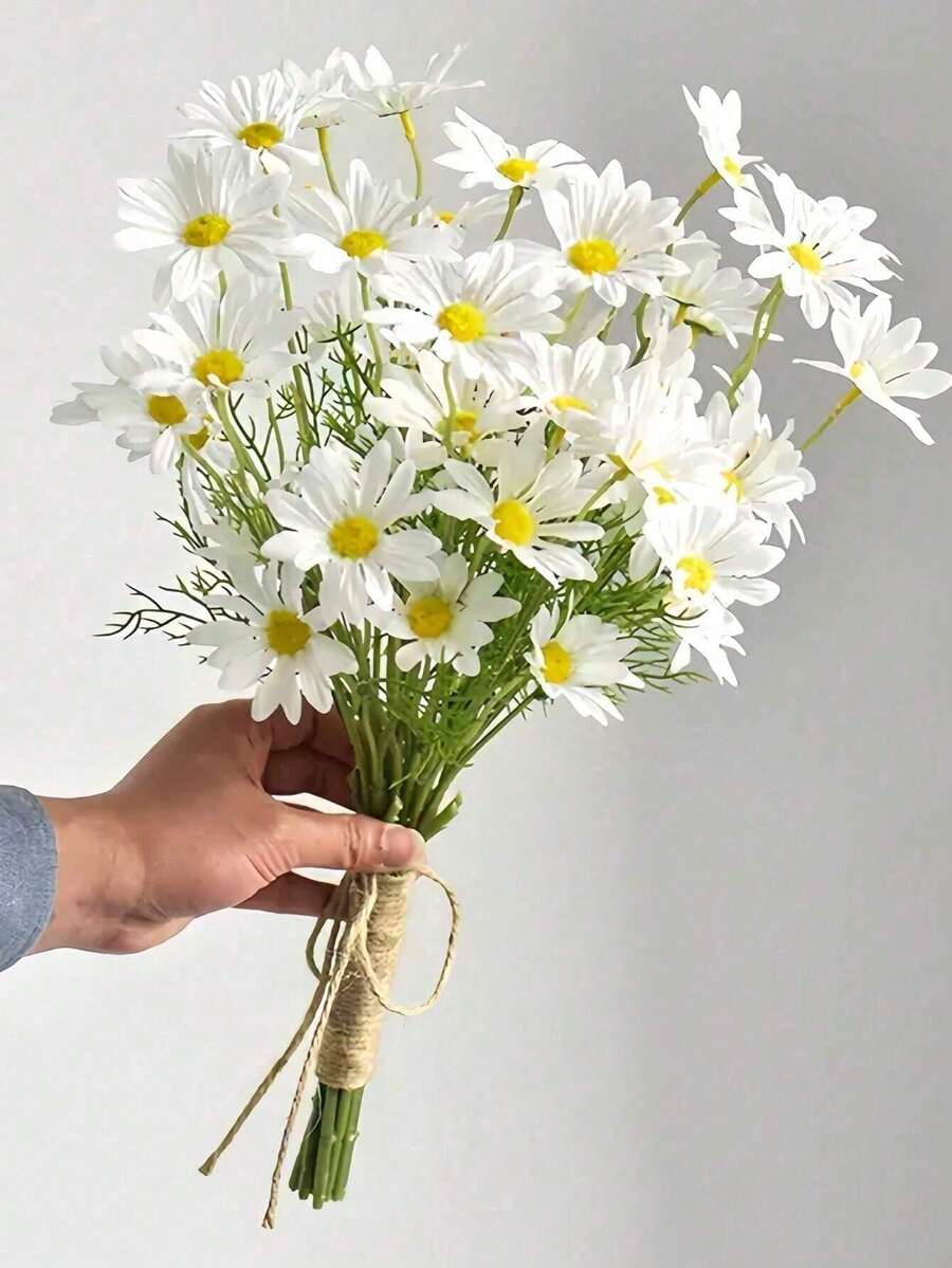 1/5/6/9 朵洋甘菊人造花,歐式風格桌面雛菊仿真花家居裝飾,春夏家居桌面裝飾小野菊花,情人節、生日畢業禮物,秋季裝飾 - 白色 - 查看 1