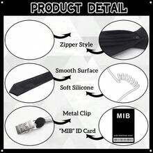 8pcs Men's Alien Costume Accessory Set - Theme Tie, Card Holder And Headphones, Suitable For Masquerade, Carnival, Cosplay And Other Theme Events, Cool Theme Party Costume,Halloween - Black - View 3