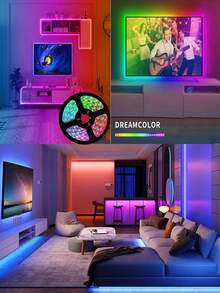 1-30m 5V RGB LED 燈條，16 LEDs/M，智慧 App 控制，適用於婚禮派對、聖誕裝飾、居家客廳臥室照明 - 5050 - 查看 6